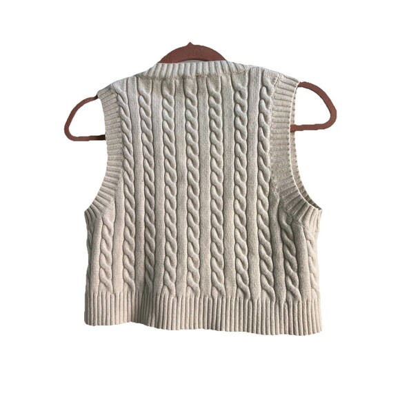 Cable Knit Sweater Vest Cropped White Princess Polly Size Medium - Picture 4 of 6